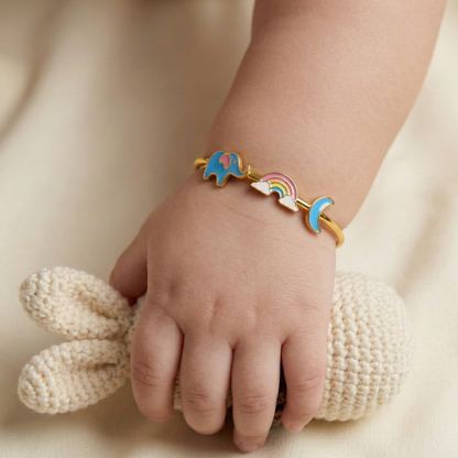 Elephant Rainbow Moon Silver Kada