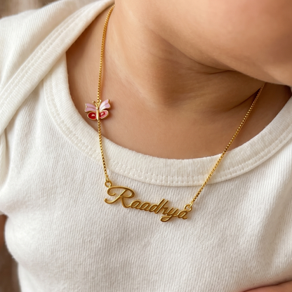 Butterfly Name Silver Pendant With Chain
