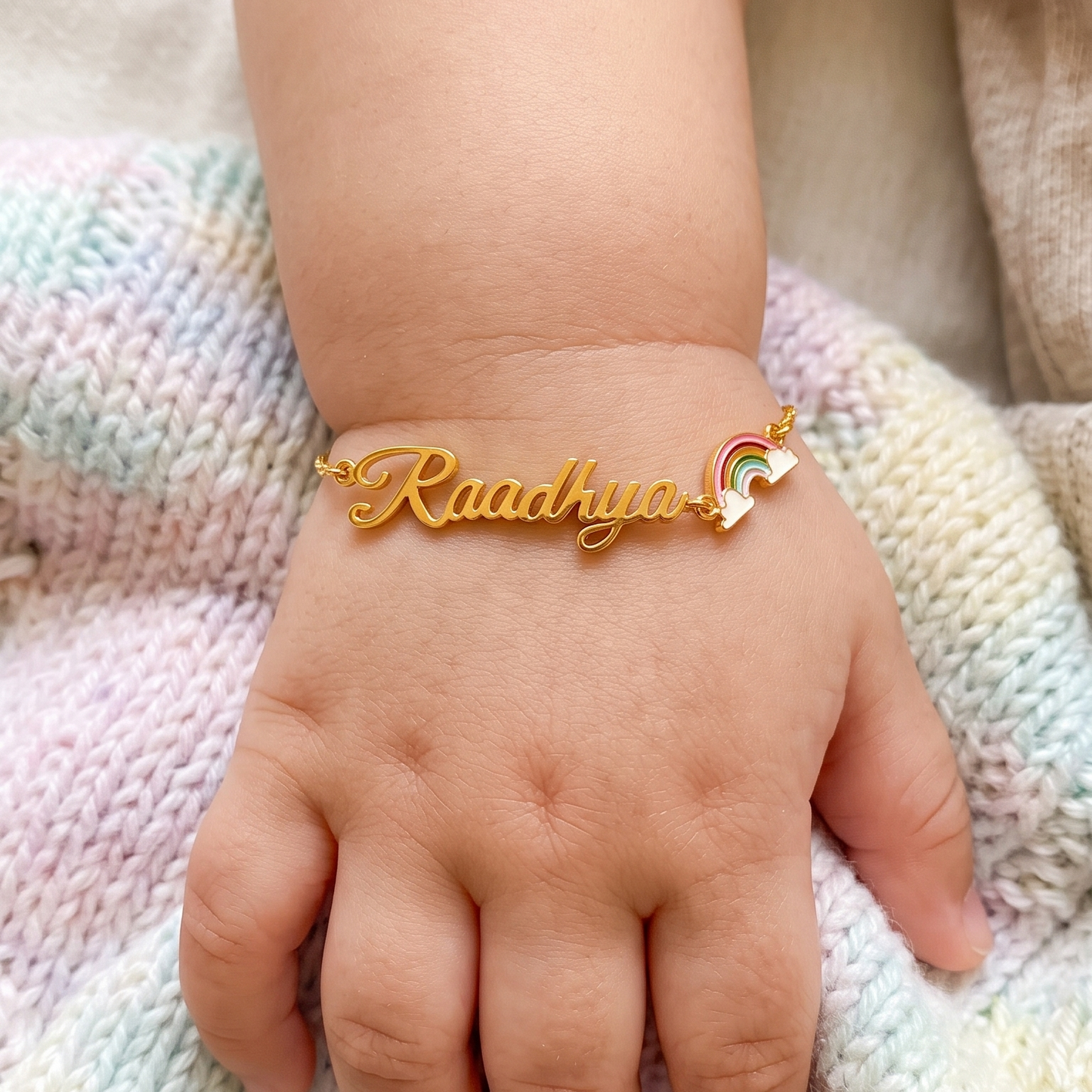Personalized Name Rainbow Silver Bracelet