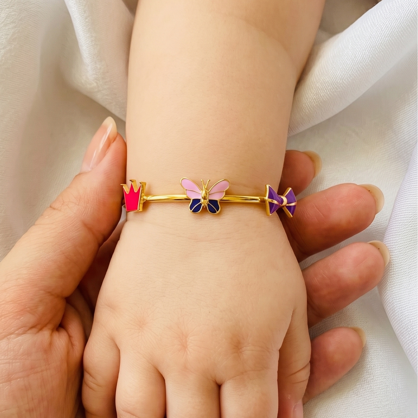 Butterfly Crown Bow Silver Bracelet