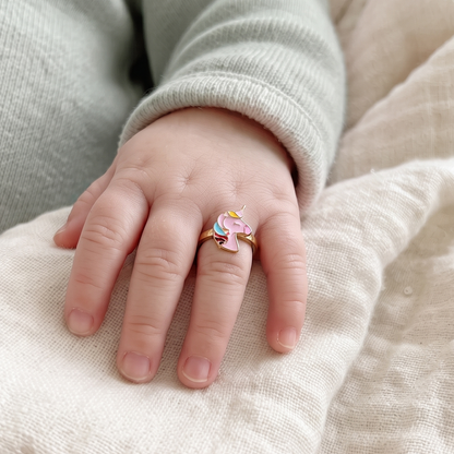 Unicorn Silver Ring Pink