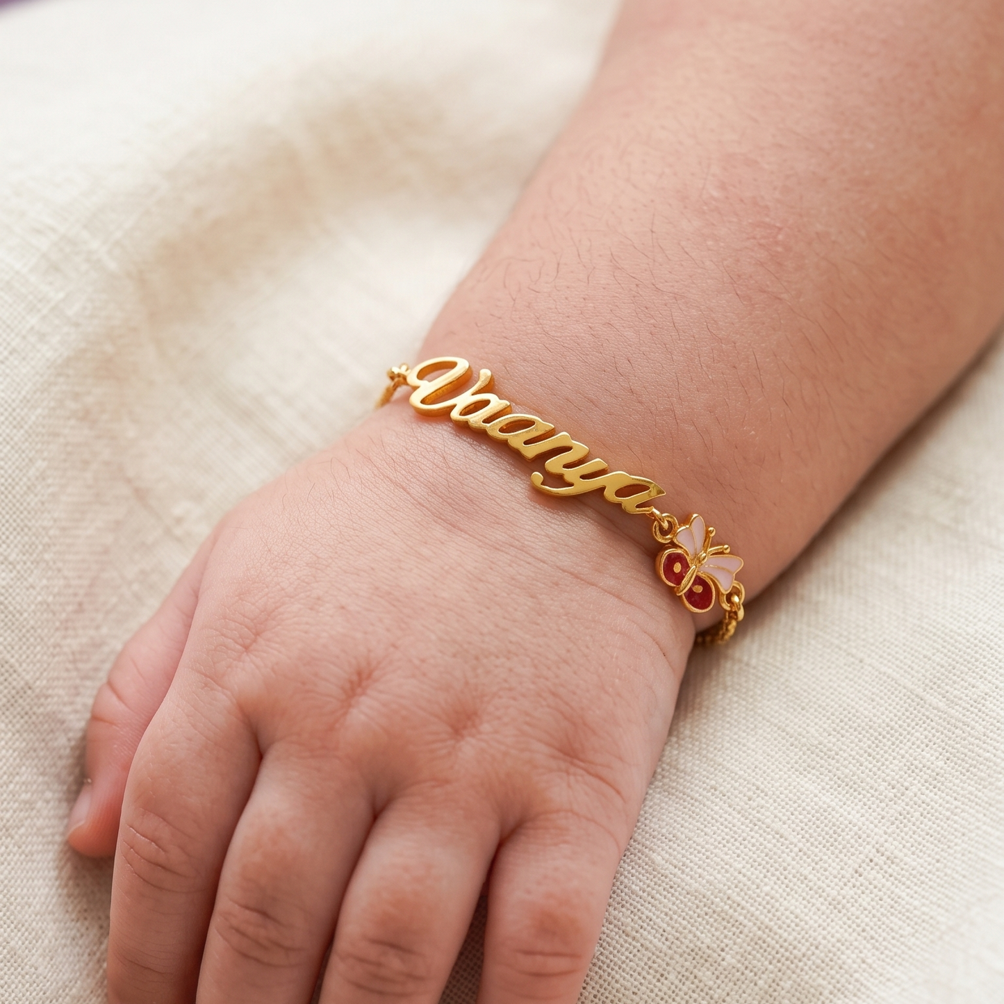 Personalized Name Butterfly Silver Bracelet