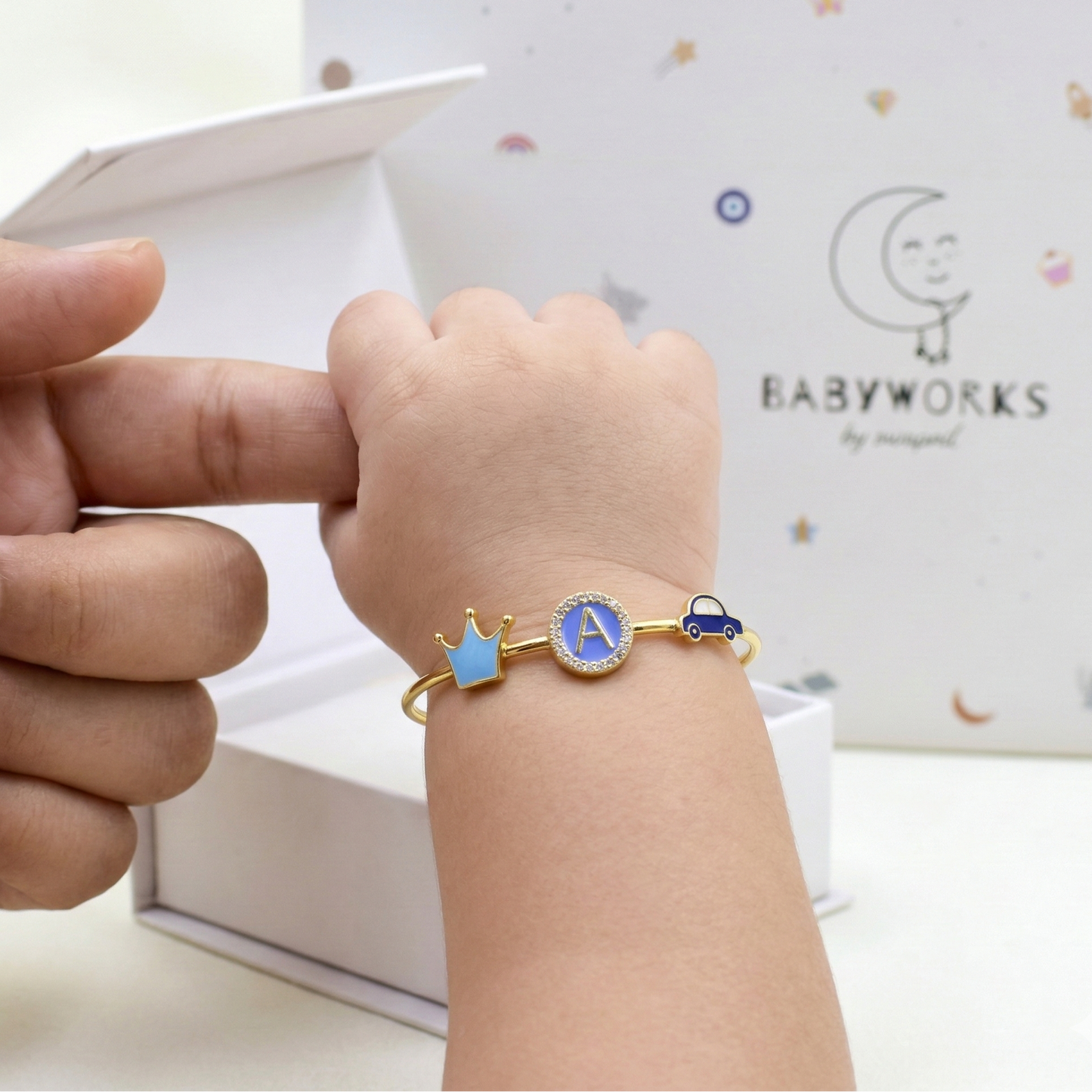 Personalized Letter Car Crown Silver Kada