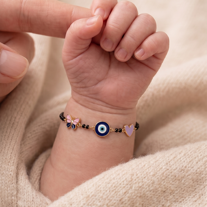 Butterfly Evil Eye Heart Silver Nazariya