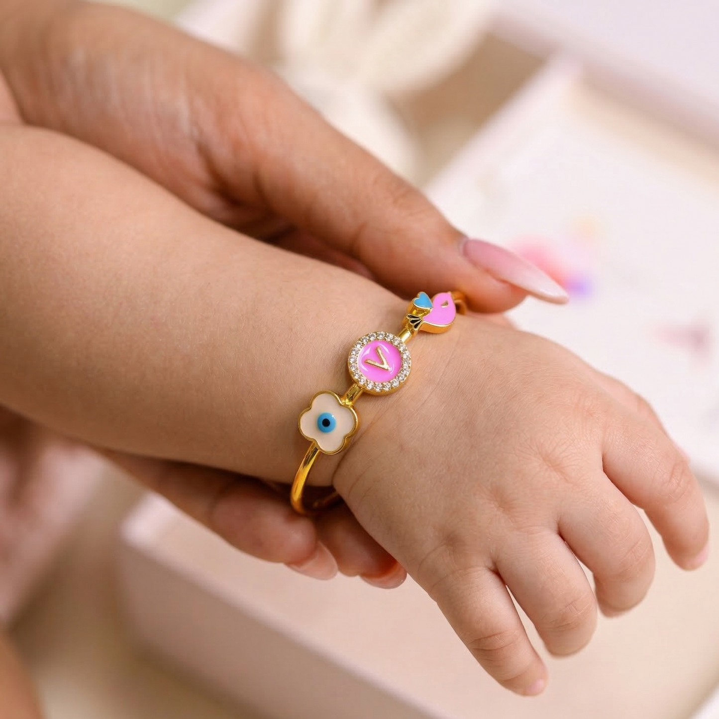 Personalized Letter Evil Eye Bird Silver Kada
