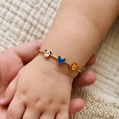 Panda Heart Lion Silver Kada
