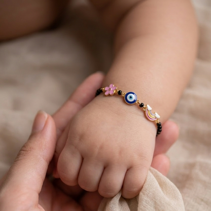 Rainbow Evil Eye Flower Silver Nazariya