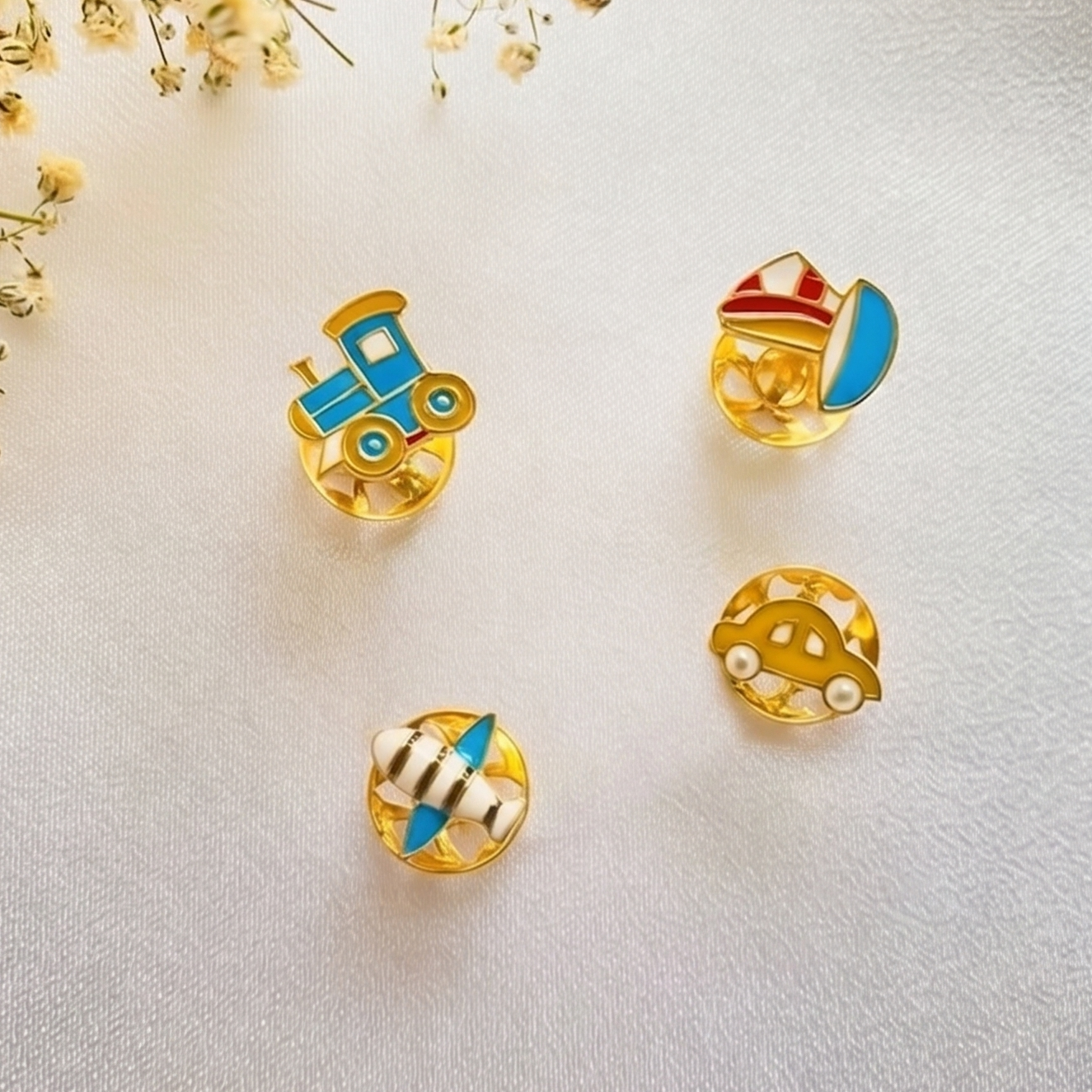 Transport Kurta Gold Buttons Set