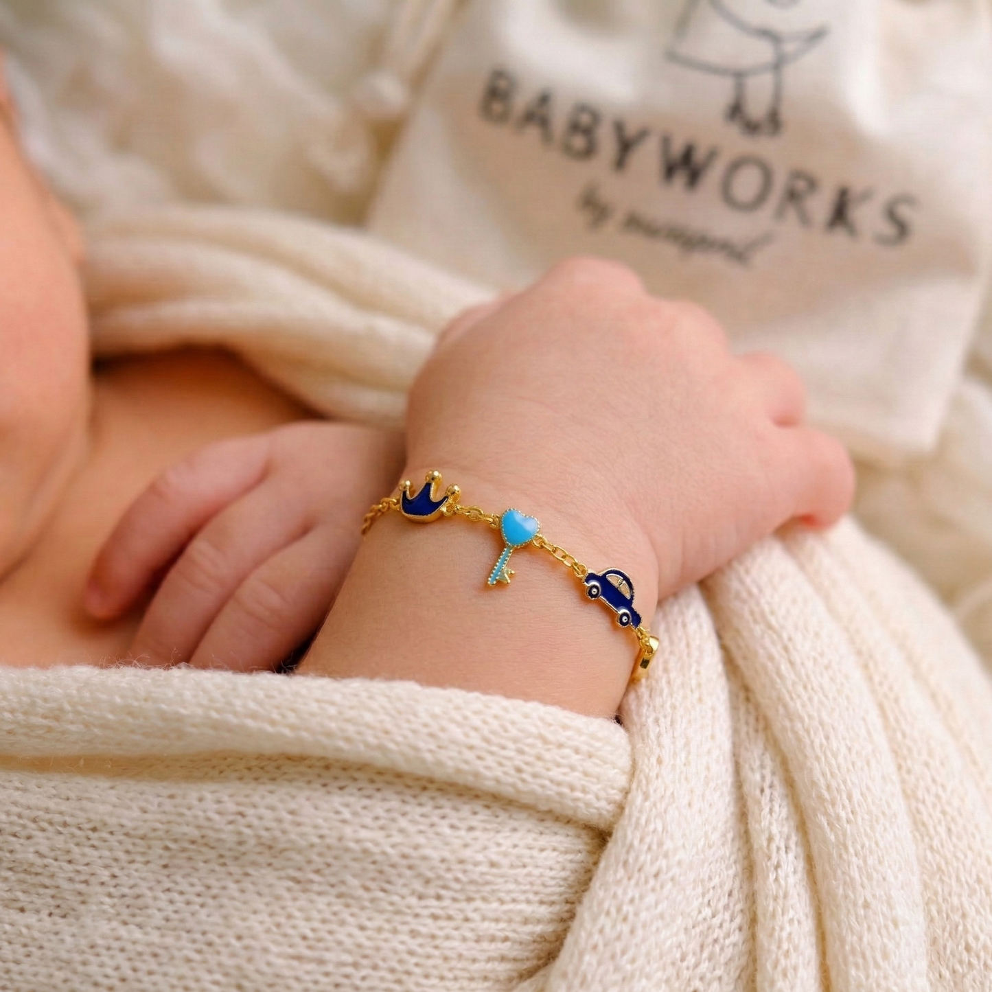 Crown Key Car Silver Bracelet