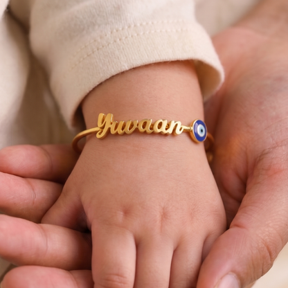 Personalized Name Evil Eye Silver Kada