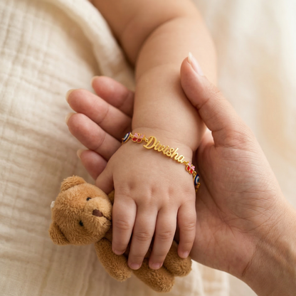 Personalized Name Evil Eye Butterfly Silver Bracelet