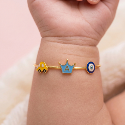 Car Crown Evil Eye Silver Kada