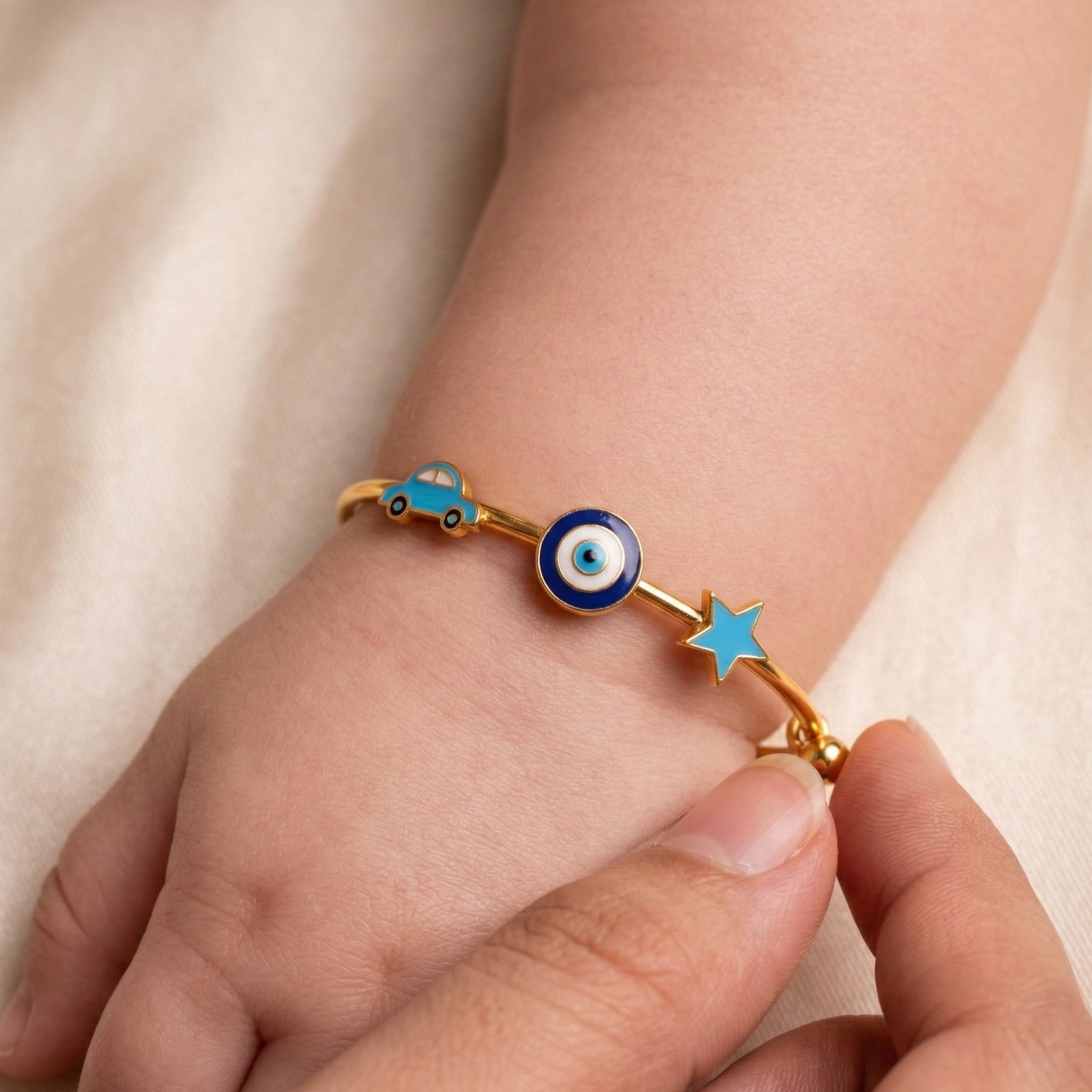 Car Evil Eye Star Silver Kada