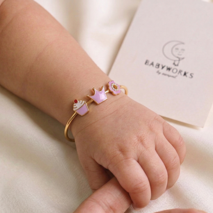 Cupcake Crown Flower Silver Kada