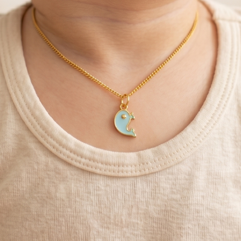 Dolphin Silver Pendant With Chain