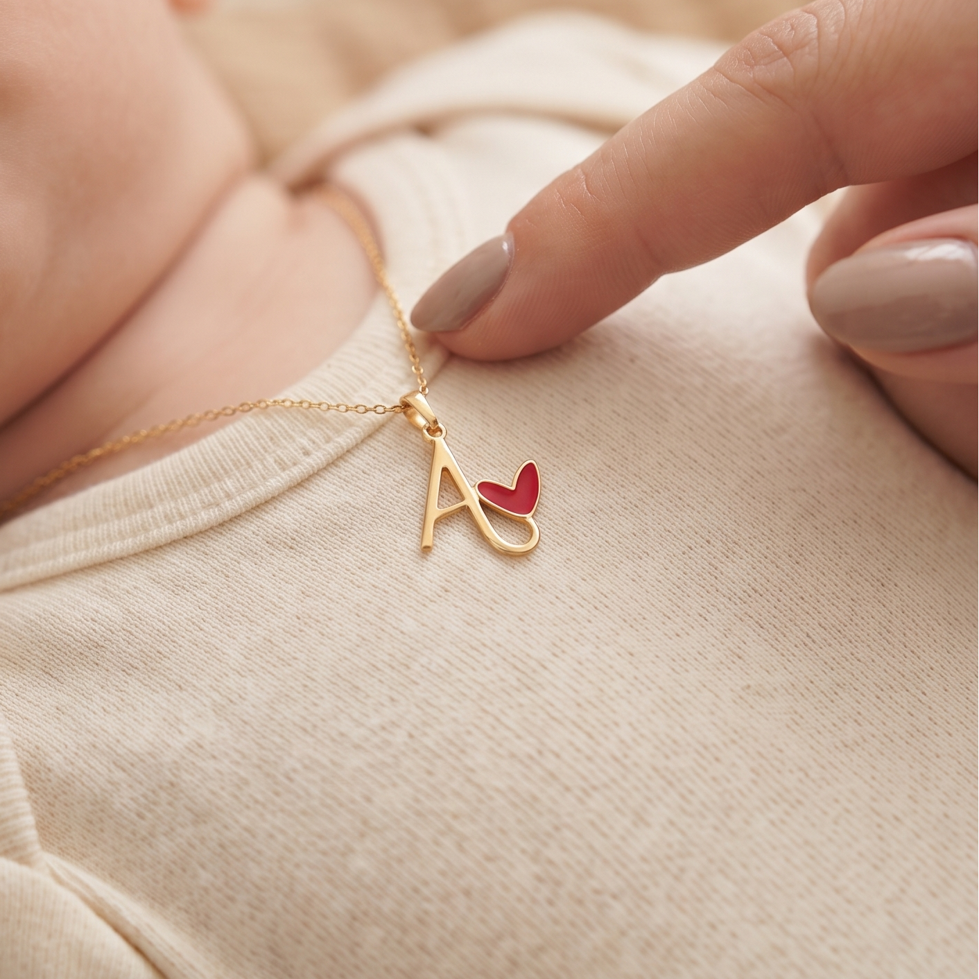 'A' Letter Heart Silver Pendant With Chain