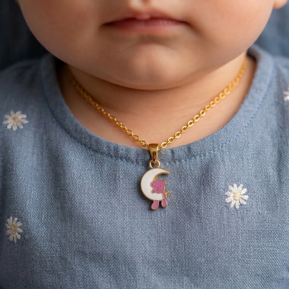 Teddy Moon Silver Pendant With Chain