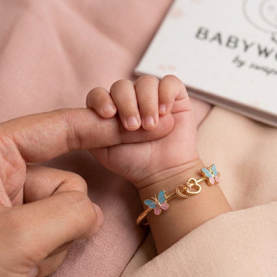 Butterfly Double Heart Silver Kada