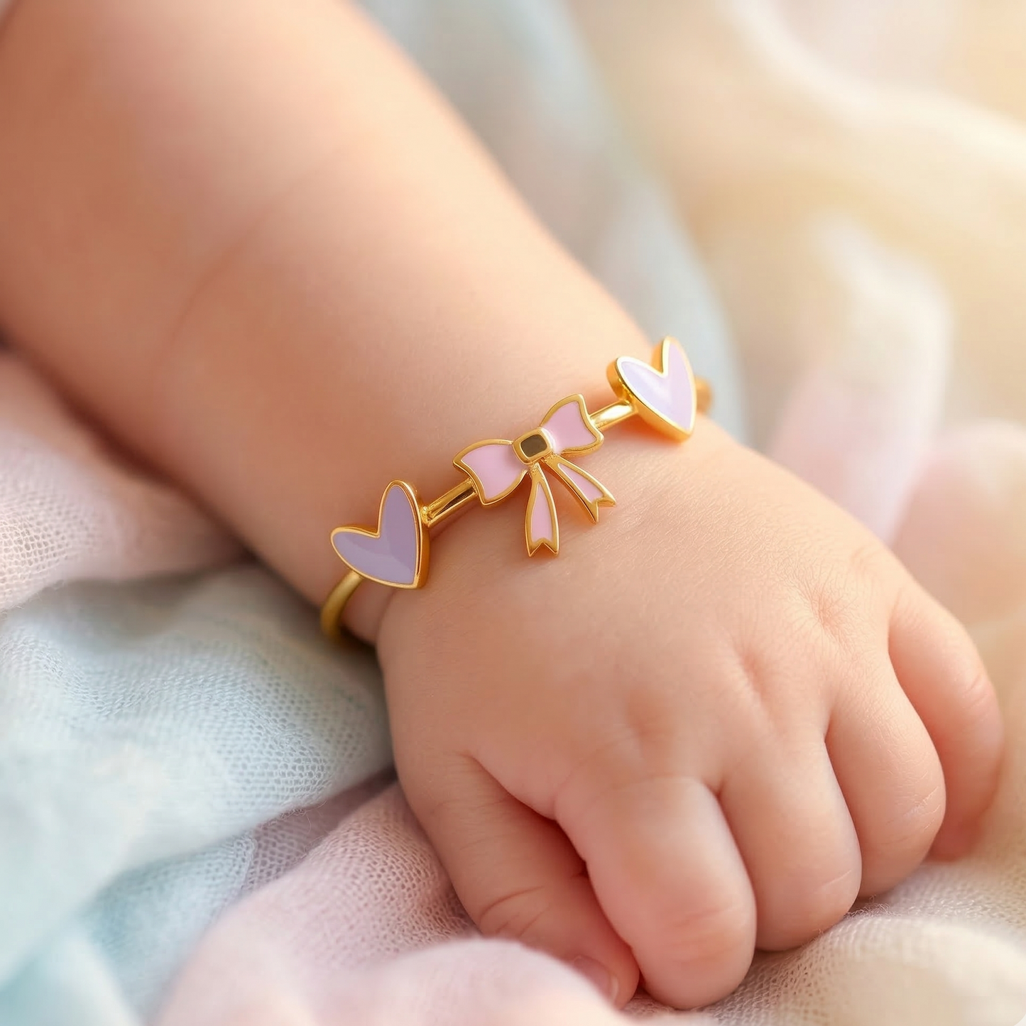 Heart Bows Silver Kada