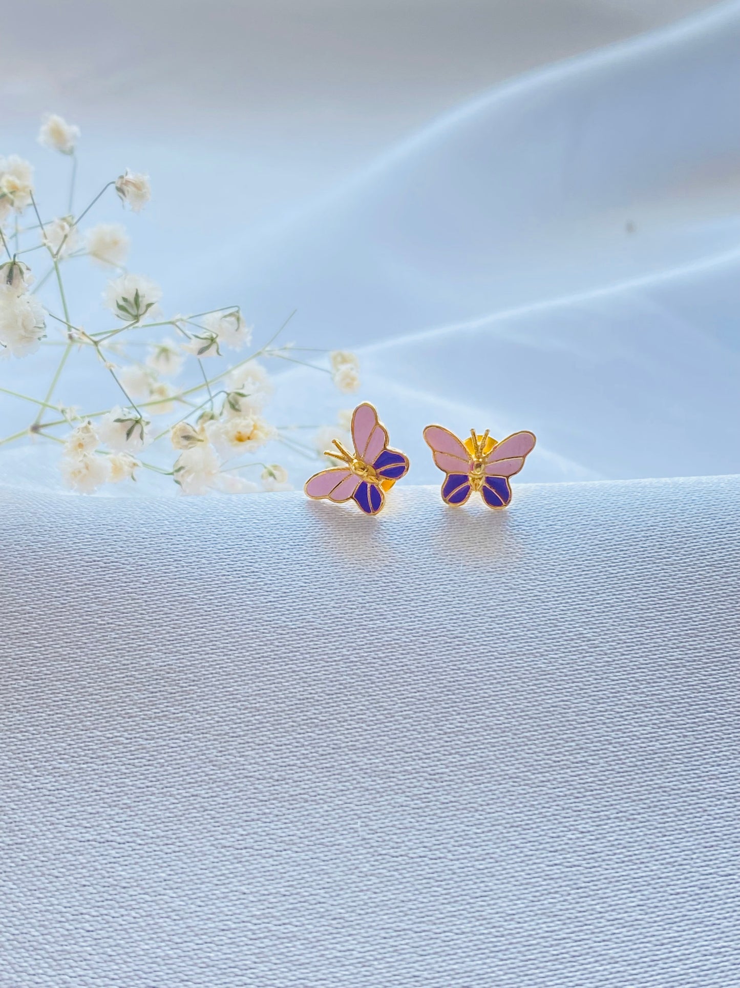 Winged Butterfly Gold Earrings