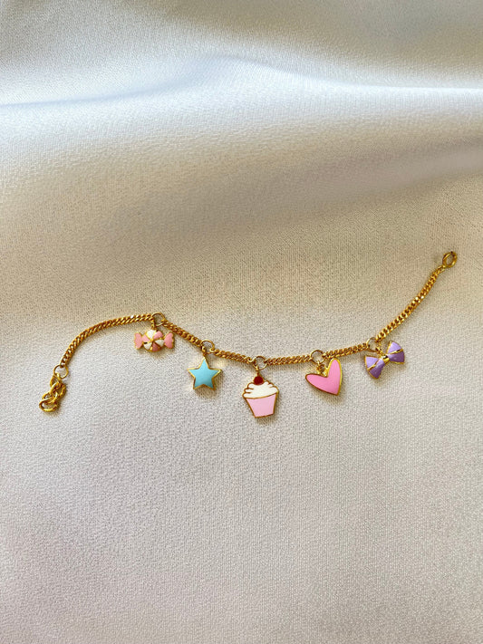Sweet Cupcake Heart Bracelet Silver