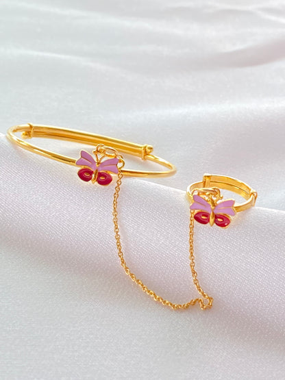 Baby Girl Butterfly Hathphool - Silver Gold Plated