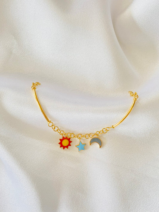 Star Sun Moon Gold Bracelet