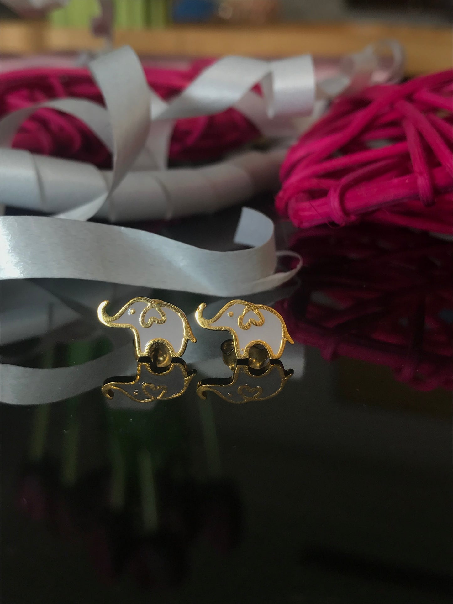 Tusked Elephant Gold Earrings