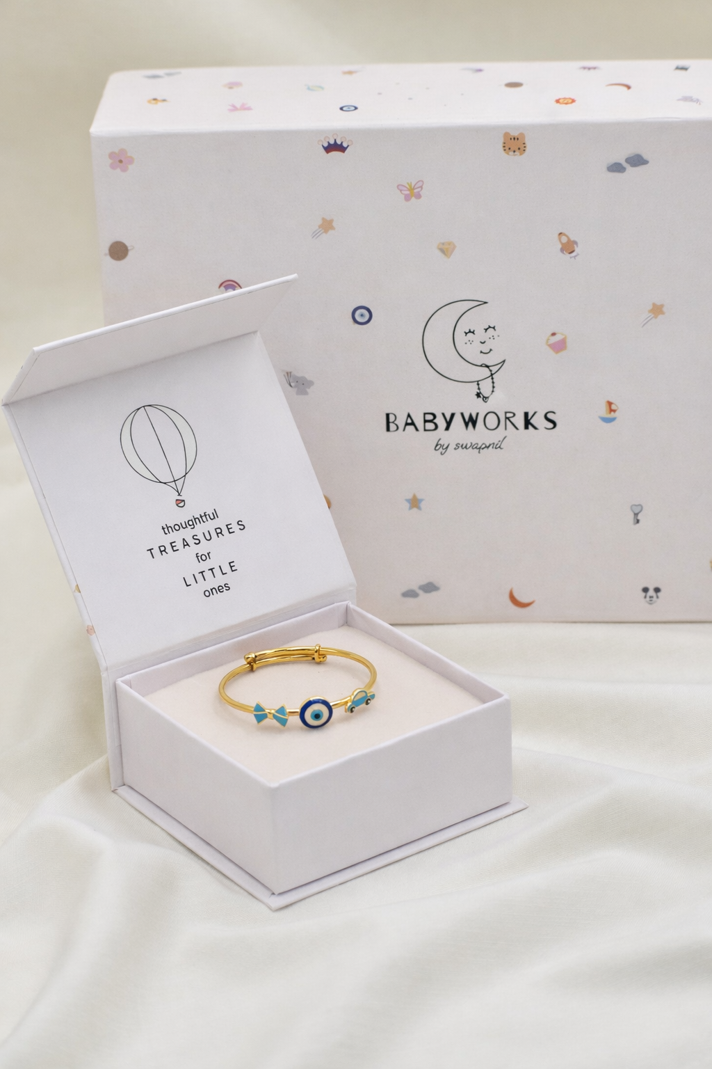 Bow Evil Eye Car Silver Kada