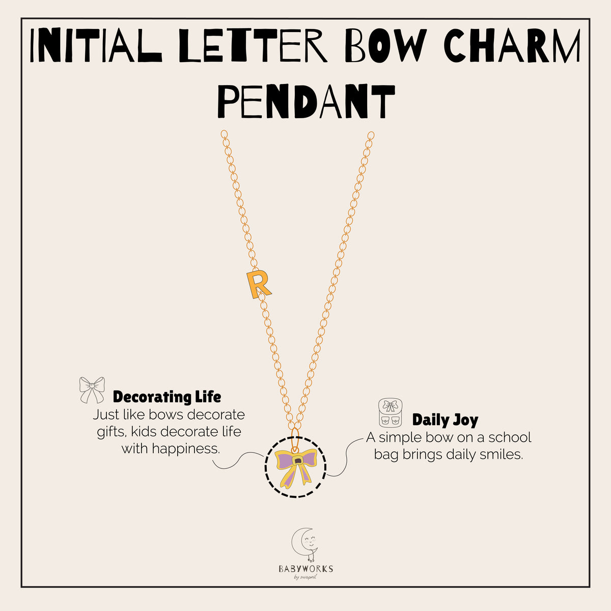 Initial Letter Bow Gold Pendant With Chain feature image