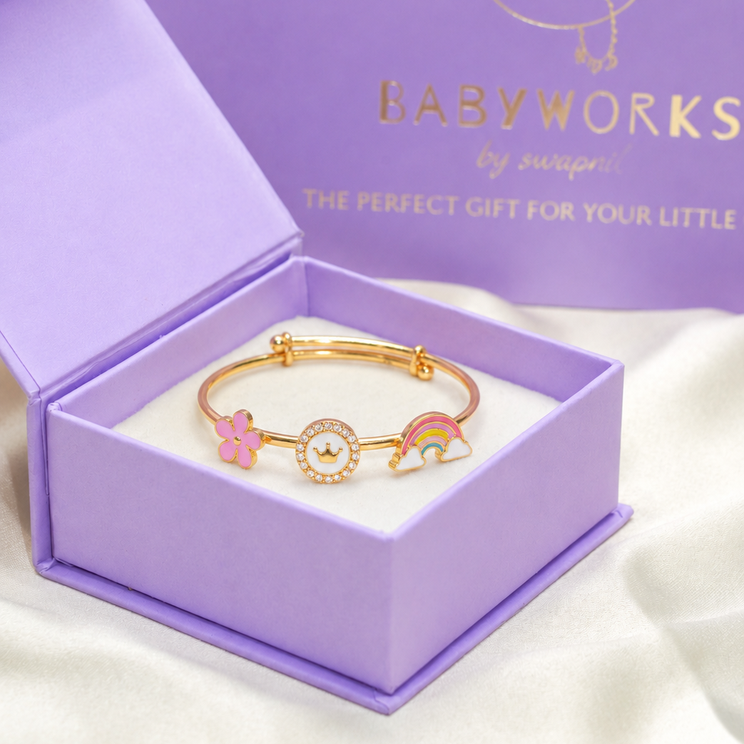 Flower Crown Rainbow Silver Kada