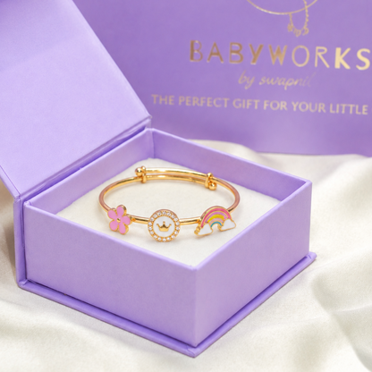 Flower Crown Rainbow Silver Kada