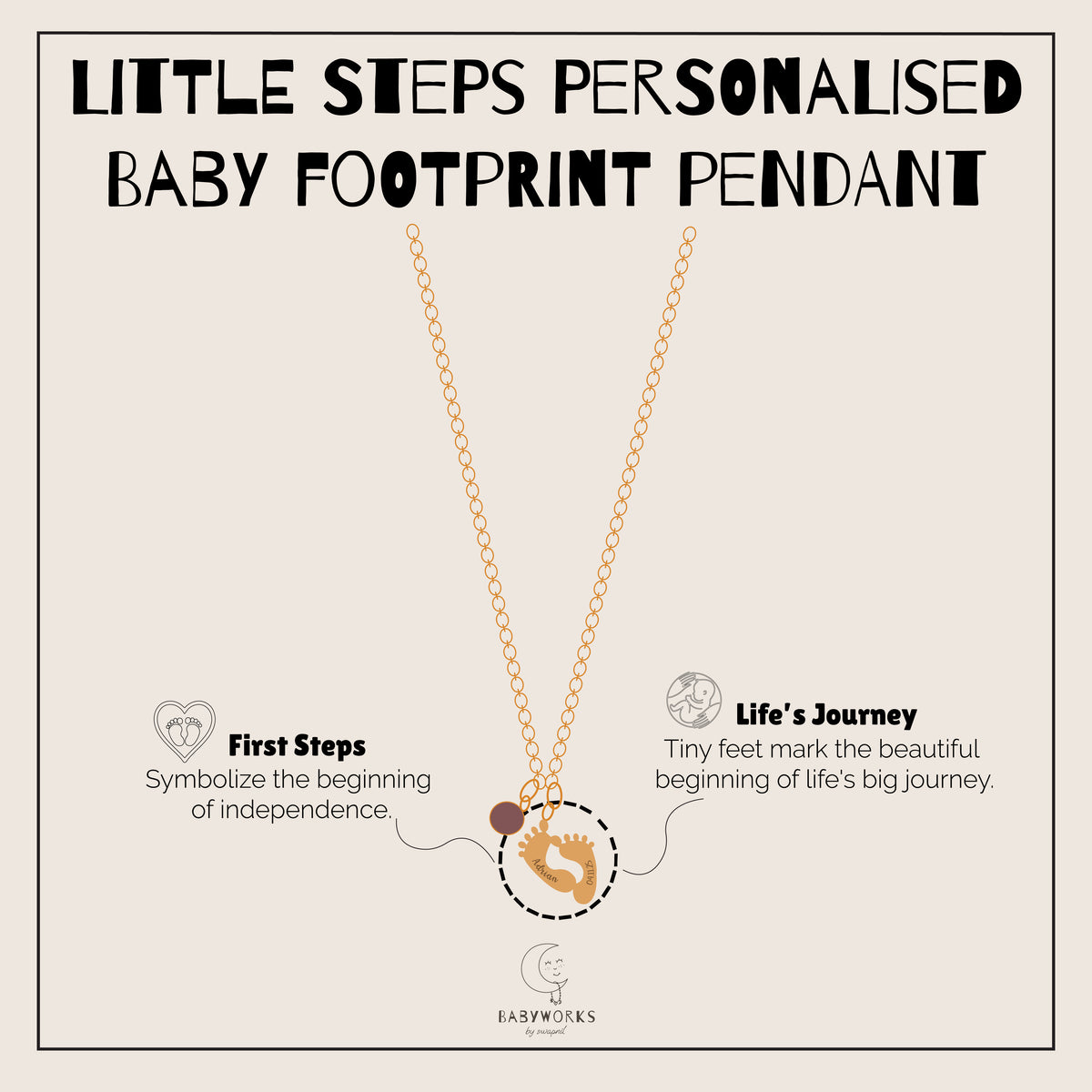 Little Steps Personalized Baby Footprint Silver Pendant With Chain feature image