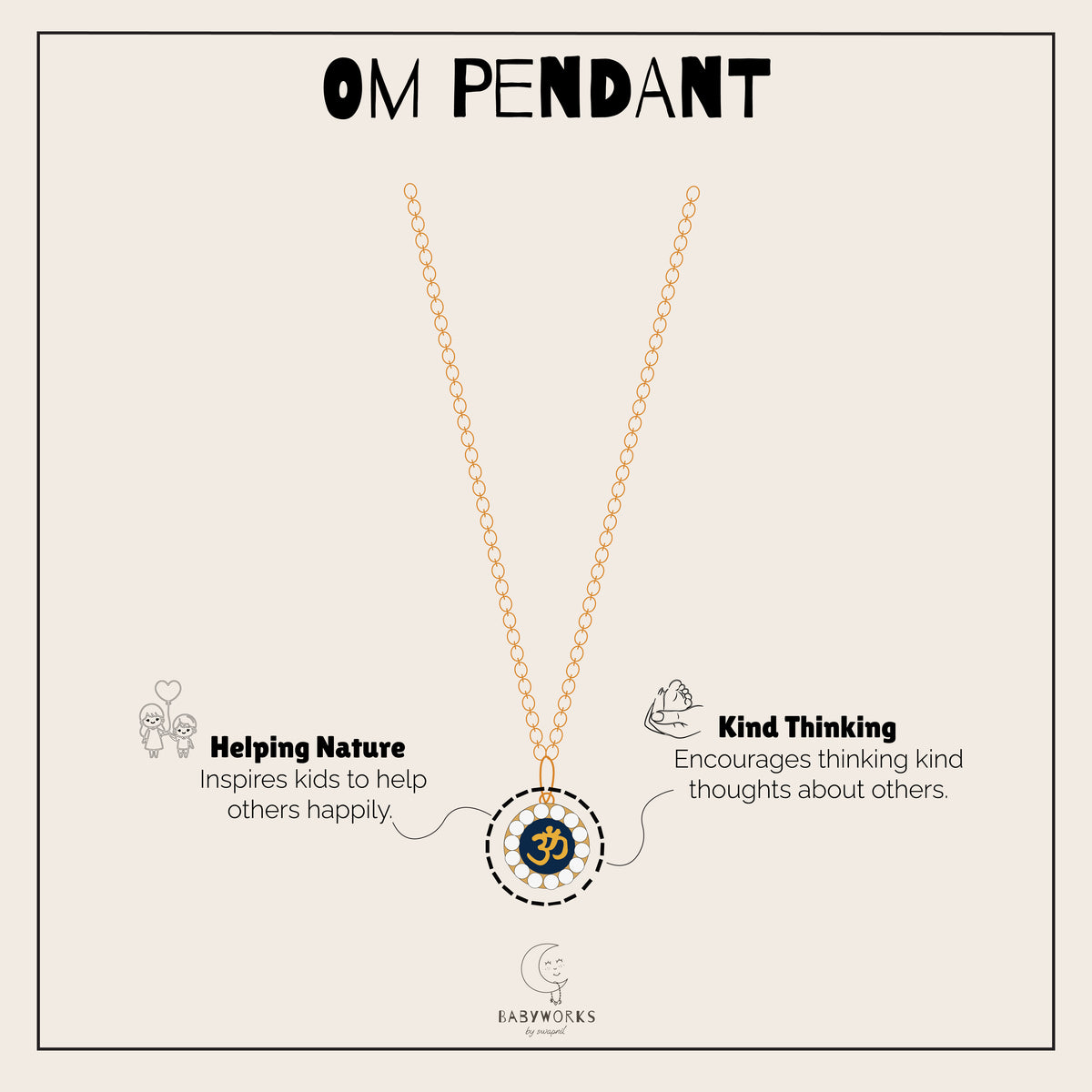 Om Pendant With Swarovski With Chain Silver feature image