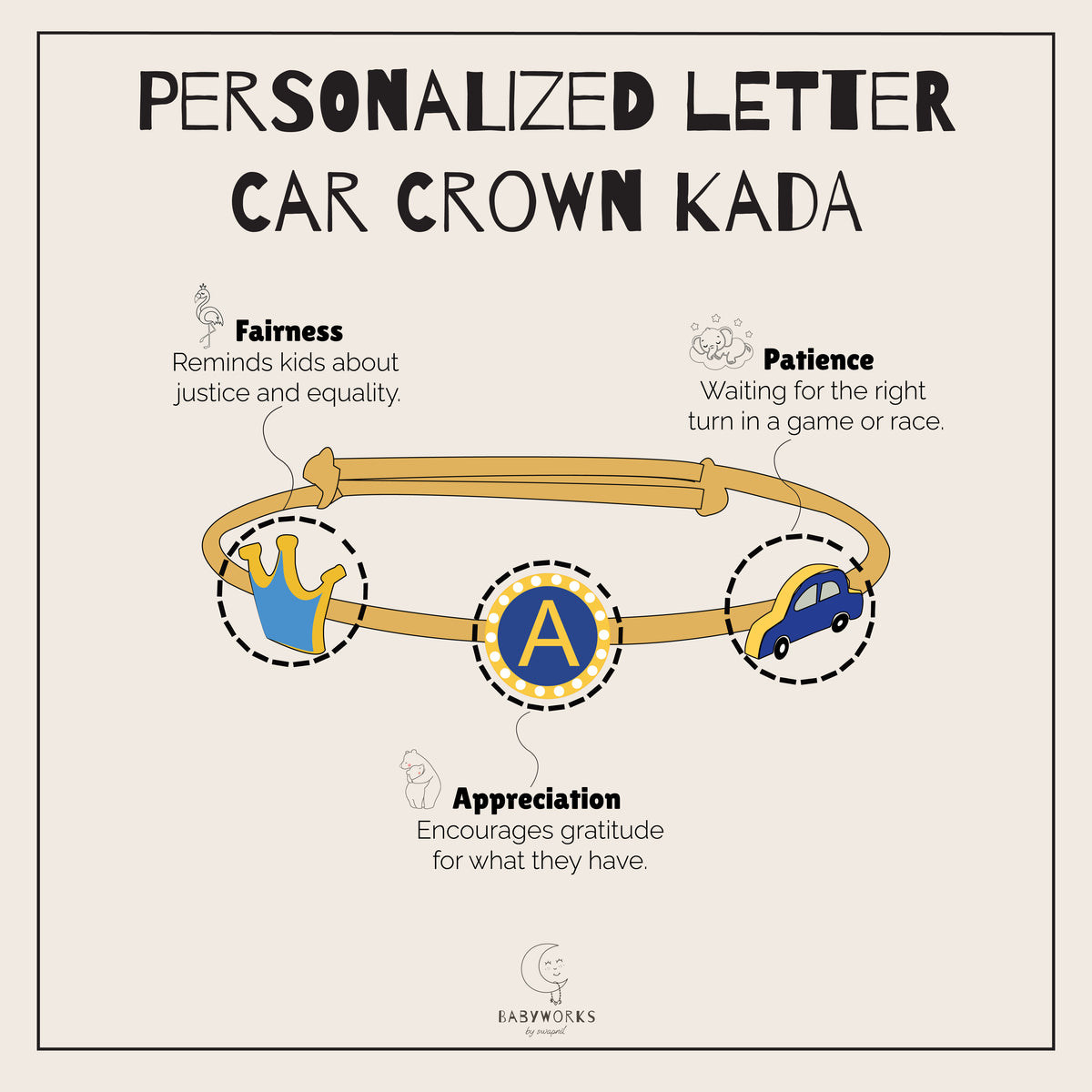 Personalized Letter Car Crown Kada Silver feature image