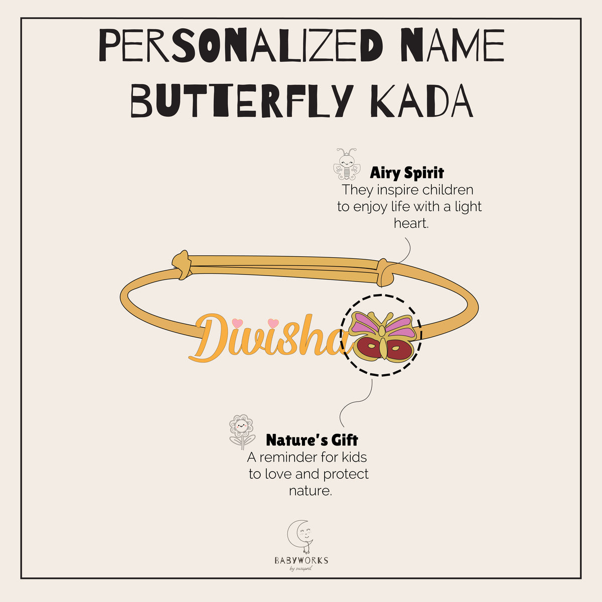 Personalized Name Butterfly Kada Silver feature image