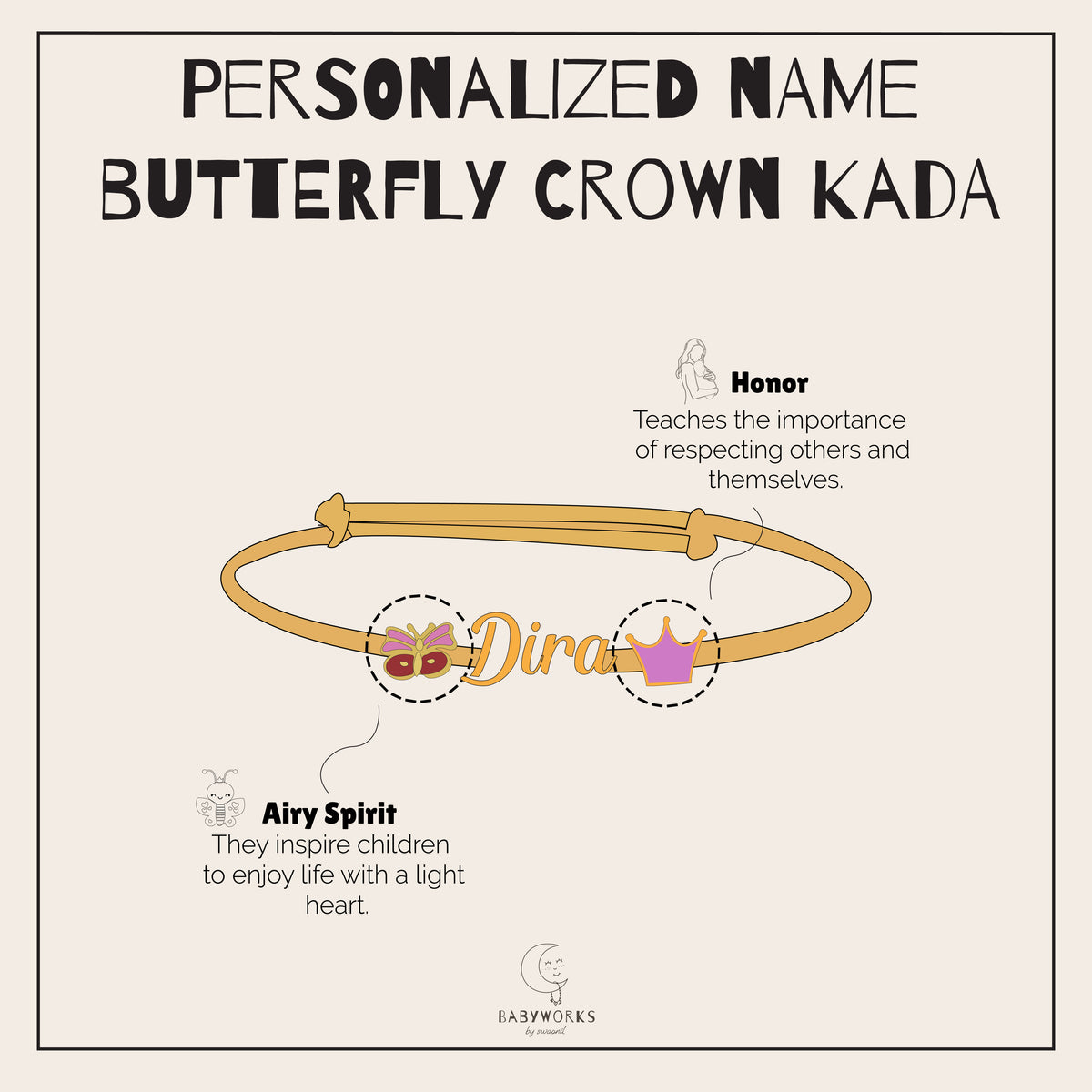 Personalized Name Butterfly Crown Silver Kada feature image