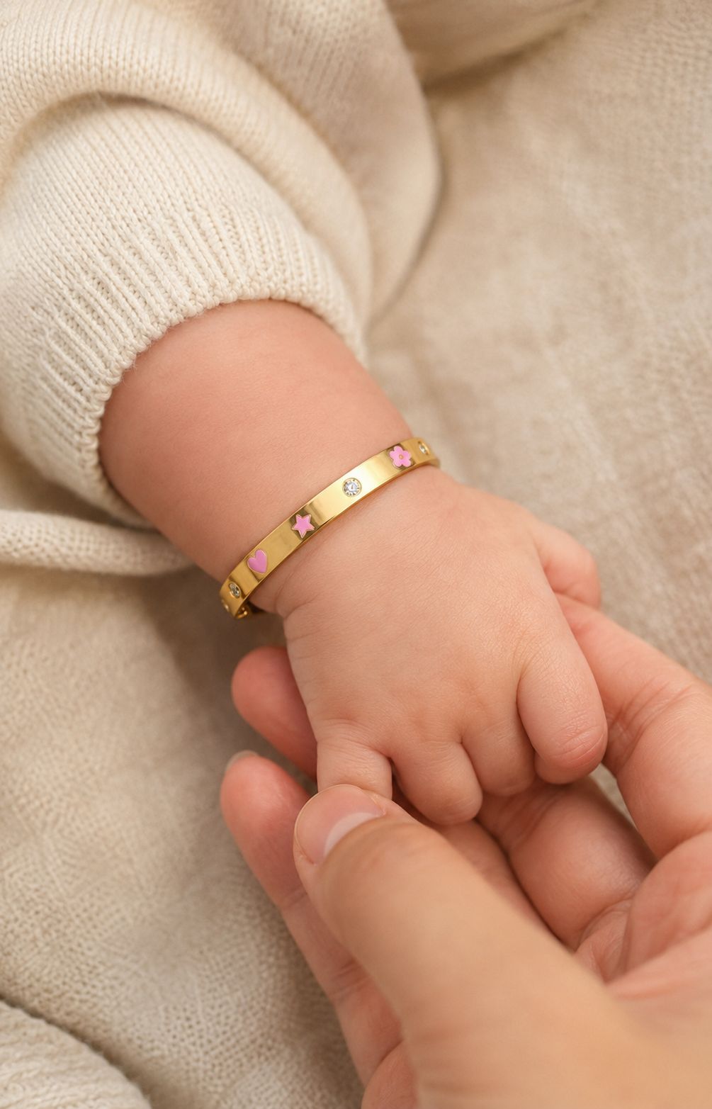 Pink Flower Star Cartier Silver Kada