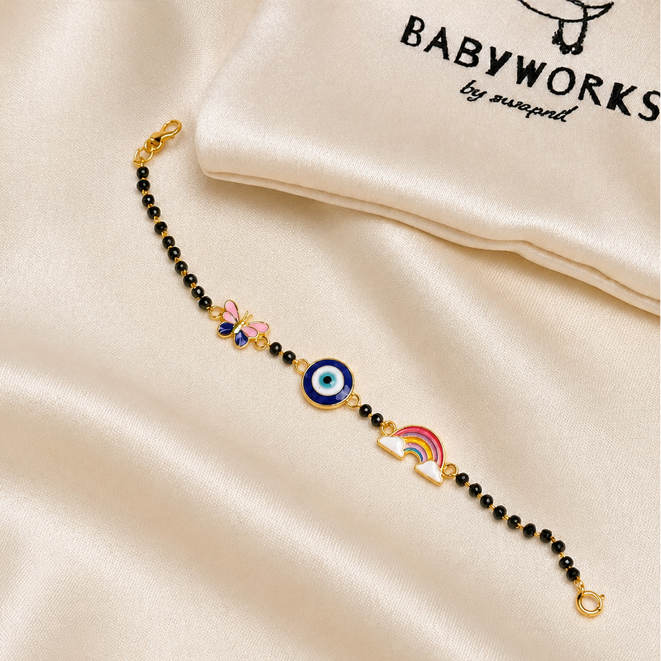 Rainbow evil eye butterfly silver nazariya for baby