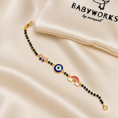 Rainbow evil eye butterfly silver nazariya for baby