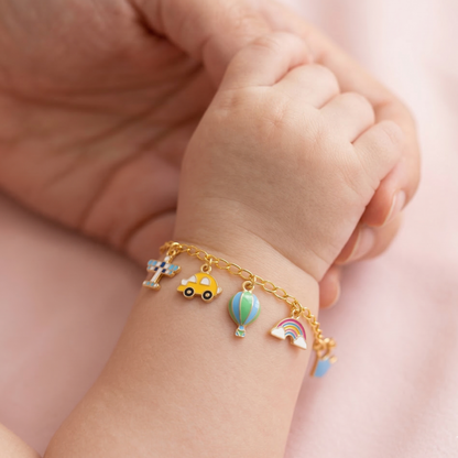 Sea Plane Car Crown Silver Bracelet