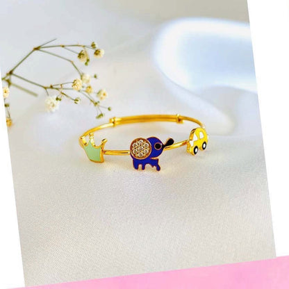 Crown Car Elephant Silver Kada