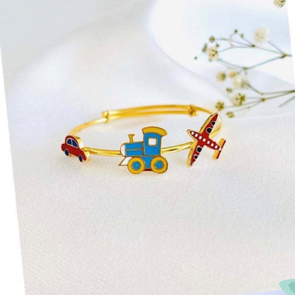 Travel Themed Bracelet For Toddlers With Car, Train & Aeroplane Charm