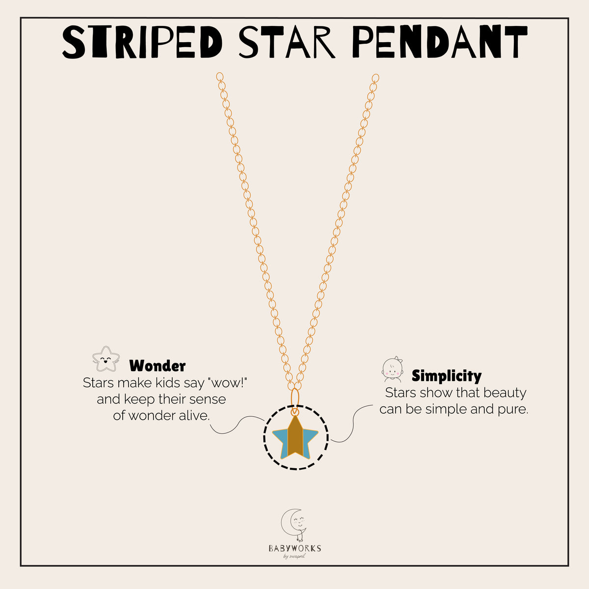 Striped Star Silver Pendant With Chain feature image