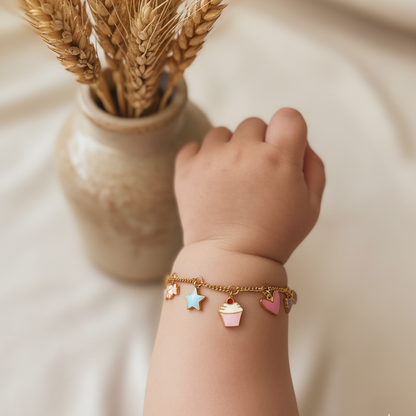 Sweet Cupcake Heart Silver Bracelet