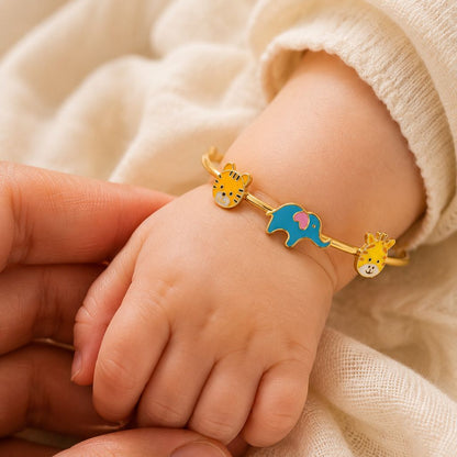 Tiger Elephant Giraffe Silver Kada