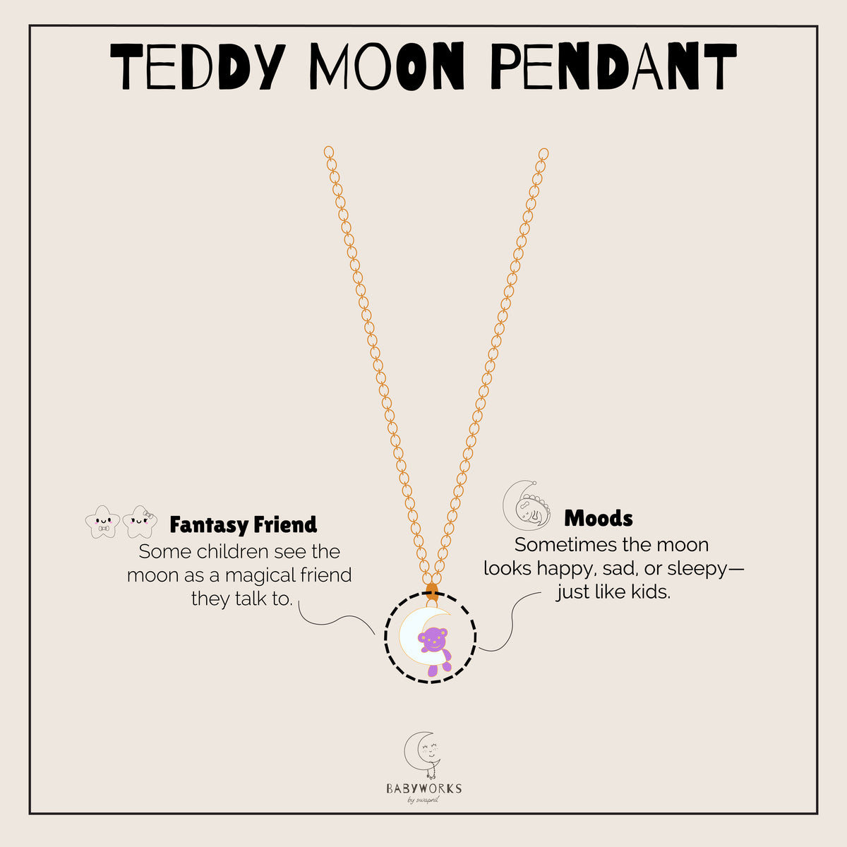 Teddy Moon Silver Pendant With Chain feature image