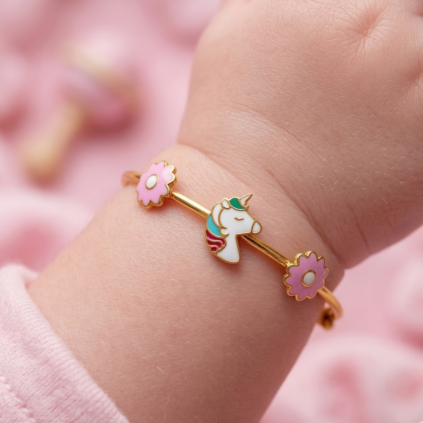 Unicorn Flowers Silver Kada