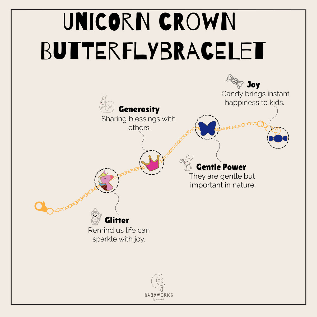 Unicorn Crown Butterfly Silver Bracelet feature image