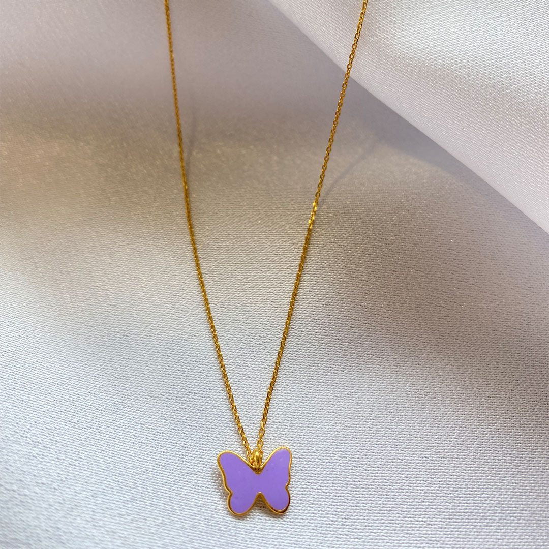 Purple Butterfly Gold Pendant